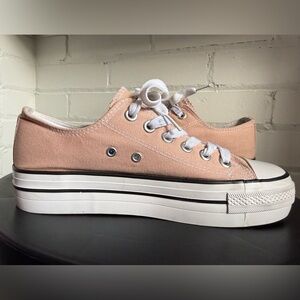Women's Pink Canvas Platform Sneakers